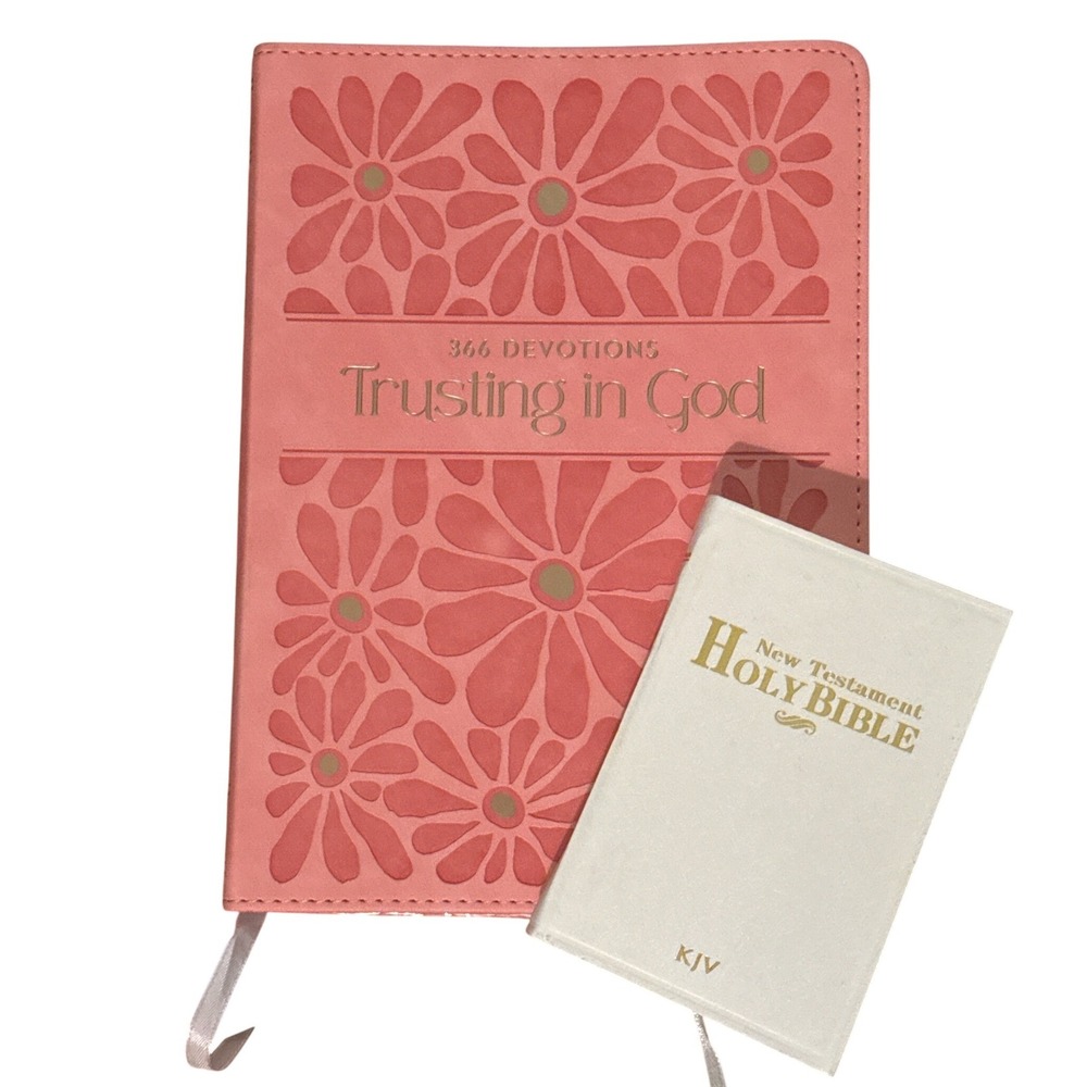 366 Devotions Trusting in God faux leather Embossed Journal + pocket size KJV NT